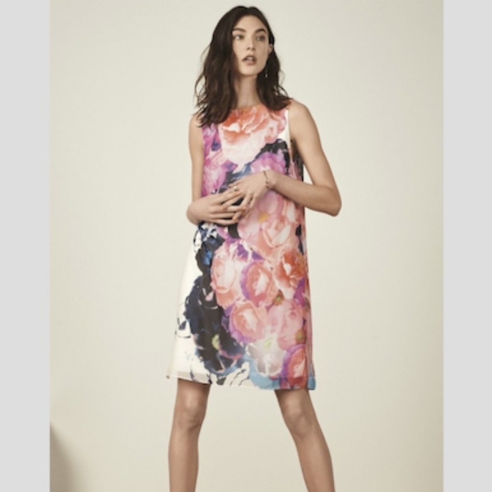 Vince Camuto floral chiffon layered dress